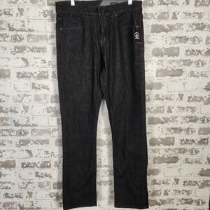 Volcom Vorta Mens Jeans Slim Straight Stretch‎ Denim Black  Size 30x32 Skater